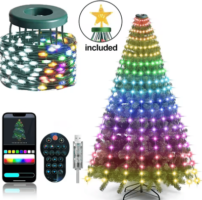 Inspire Curations 2.1M Smart Christmas Tree String Lights With Star Topper 1.8m 256led