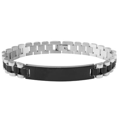 Gliederarmband ADELIA´S "Armband – Gliederarmband aus Edelstahl 20,5 cm", schwarz (silber), Armbänder, Damen, 20cm, Edelstahl, Gliederarmband, Ideal zum Verschenken – schlicht und stilvoll