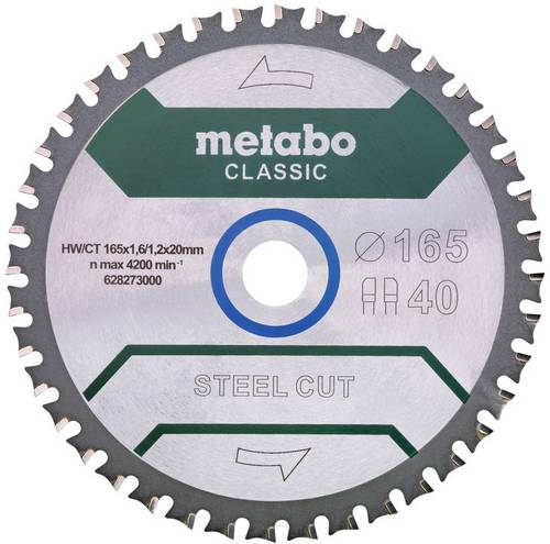 Metabo steel cut/sandwich panel - classic 628273000 Kreissägeblatt 165 x 20 x 1.6mm Zähneanzahl: 40 1St.