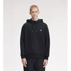Fred Perry für Herren. M3492 Hoodie mit schwarzen Paspeln (L), Lässig, Baumwolle