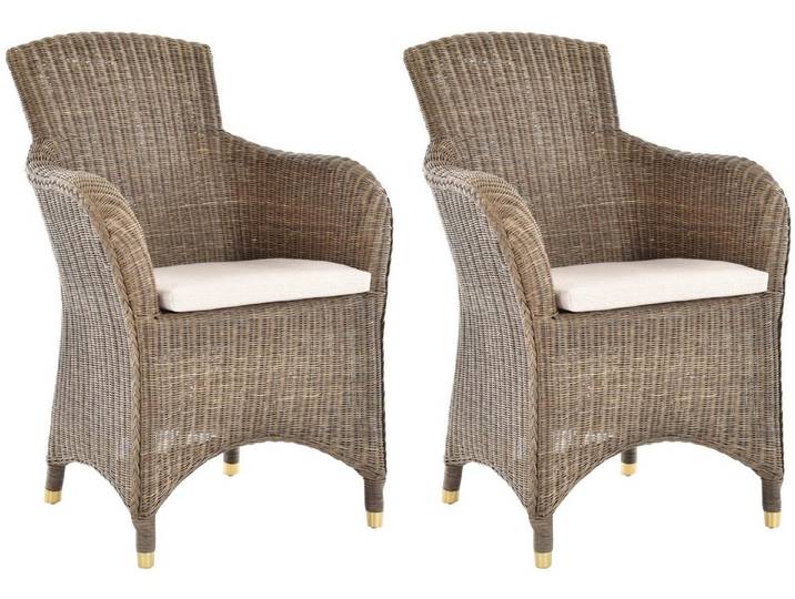 Krines Home Esszimmersessel 2er Set Esszimmersessel Rattan Esszimmerstuhl mit Armlehne Sessel