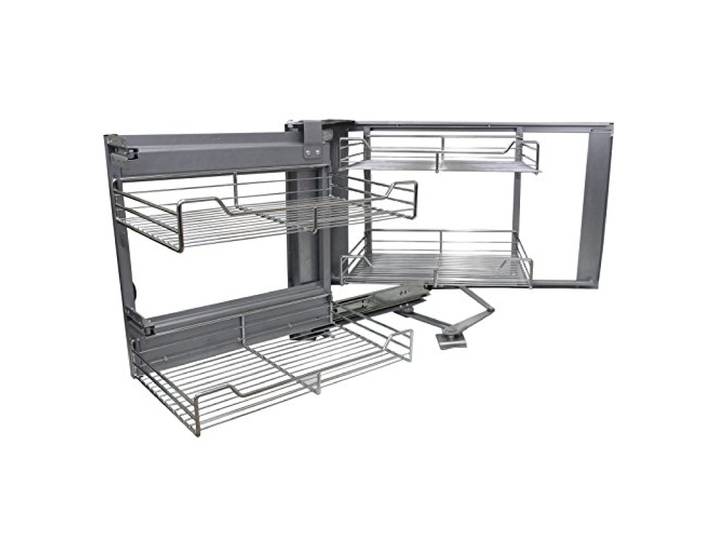 KuKoo Magic Corner Eckschrank Korb Küchenschrank Körbe Schrankauszug Schrankkörbe Küchenkorb Korbauszug Schrankauszüge Schrankkorb Küchen-Regal Soft Close Funktion Aufbewahrungskörbe 90cm - 100cm