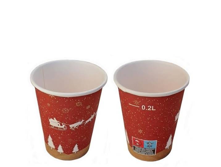 CW-Pack 1000 Stück Glühweinbecher, Einwegbecher, Pappbecher Weihnachten, Einwegbecher Coffee to Go Becher EXKLUSIV
