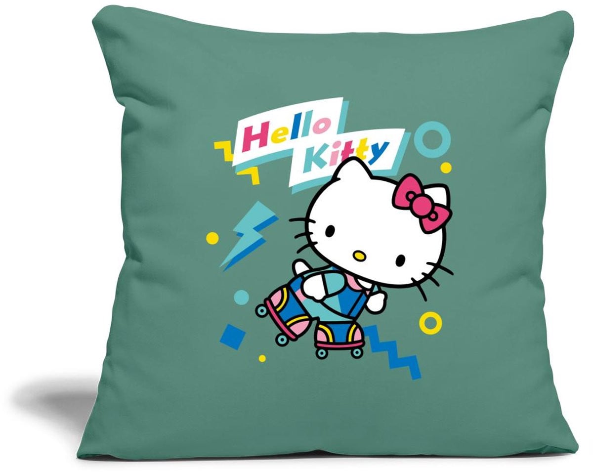 Spreadshirt Hello Kitty Jaren 90 Stijlen Met Rolschaatsen Sierkussenhoes voor volwassenen, 45 x 45 cm