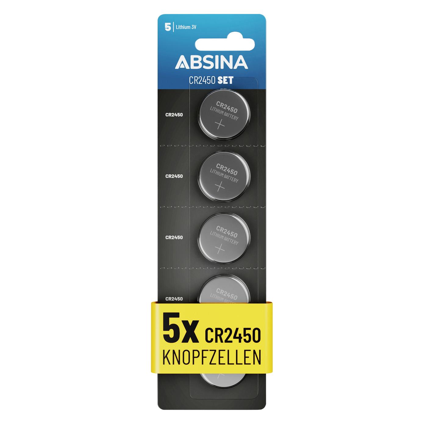 Absina Knopfzelle CR 2450 3 V 5 St. Lithium (5 Stk., CR2450) (401020)
