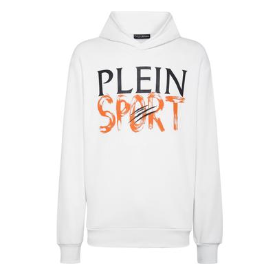Sweatshirt PLEIN SPORT "Hoodie", Herren, Gr. XXL, weiß (01, weiß), Obermaterial: 88% Baumwolle, 12% Polyester, Sweatshirts Sweatshirt