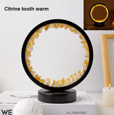 Inspire Essentials Amethyst Crystal LED Lamp Natural Gemstone Decorative Night Light citrine Tooh Warm