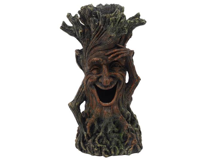 Aquarium Deko Baum mit Gesicht Braun-Dunkelgrün