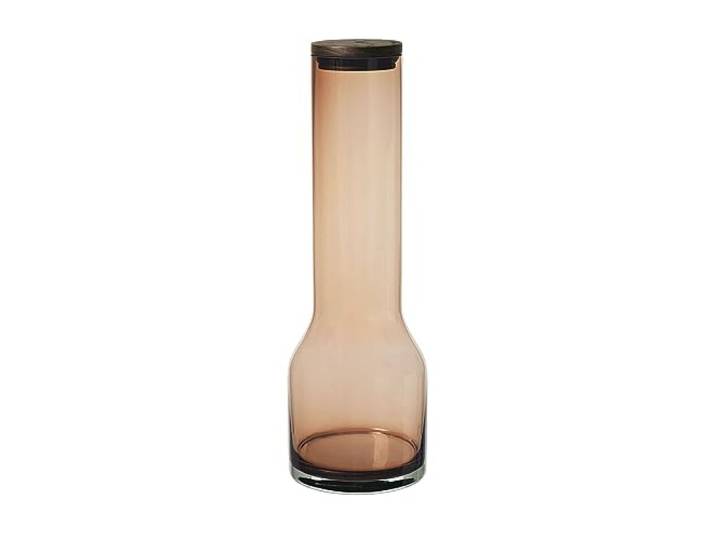 blomus -LUNGO - waterkaraf, mondgeblazen, gekleurd glas, deksel van eiken, 1100 ml, kleur Coffee (64173)