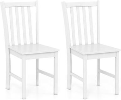 Costway Rustic Dining Chairs Set of 2 Wooden Kitchen Chairs with Slat Tilt Backrest-White