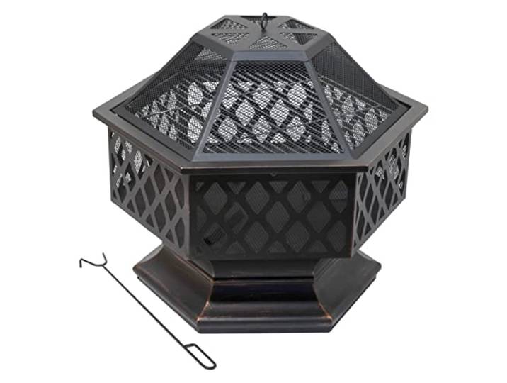 Cattara 13008 - Feuerstelle Hexagon Kupfer patiniert mit Deckel
