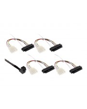InLine Internes SAS-Kabel gerade durchgeführt 4-Lane 4x Mini SAS HD SFF-8643 bis interne Stromversorgung 4-polig 29-polig SFF-8482 50 cm Schwarz (27632A)