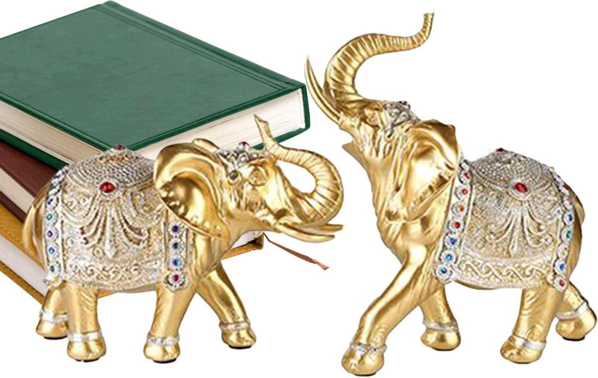 Set van 2 Olifant Dierenbeeldjes voor Decoratie
