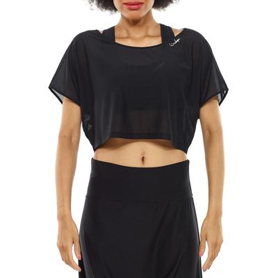 Oversize-Shirt WINSHAPE "DT106", Damen, Gr. XXL, schwarz (schwarz, mesh), 80% Polyester, 20% Elasthan, U-Boot-Ausschnitt, Shirts Oversize Shirt T-Shirt, Mesh