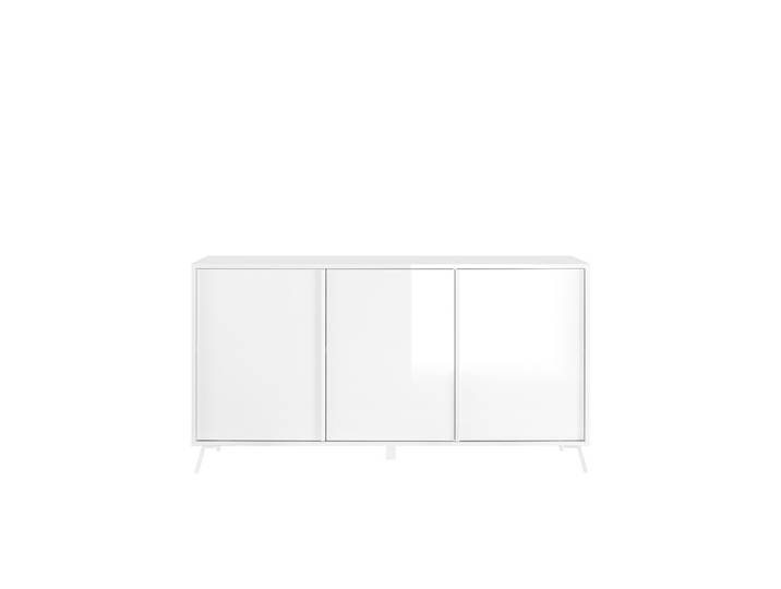 Moderne Anrichte Thilot mit 3 Türen für das Wohnzimmer, 156x84cm - Weiß glänzend