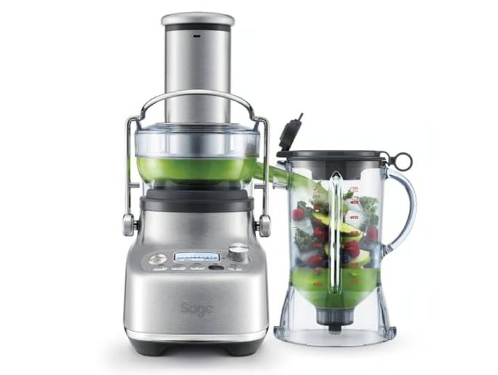 Sage The 3X Bluicer Pro, Leistungsstarker Mixer, Gebürsteter Edelstahl Leistungstarker Mixer und Entsafter, Smoothie Maker, Einfach zu Reinigen, 1,5 L Behälter, Breiter Einfüllschacht