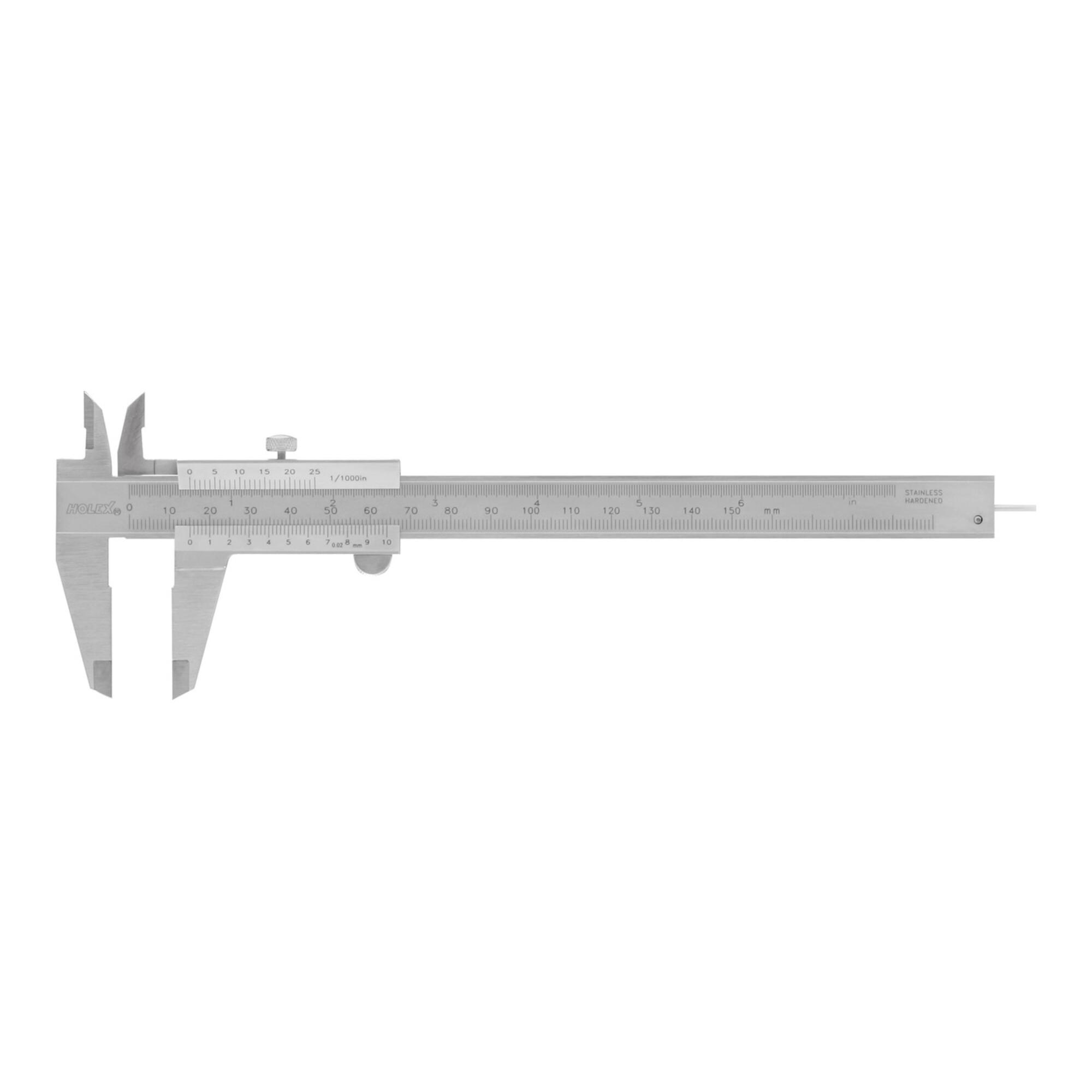 HOLEX Messschieber Nonius 1/50 mit rundem Tiefenmaß Messbereich 150 mm (410205 150)