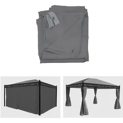 4er-Set Seitenwand für Pergola Calpe, Ersatzseitenwand Pavillon 4x3m, Polyester ~ grau