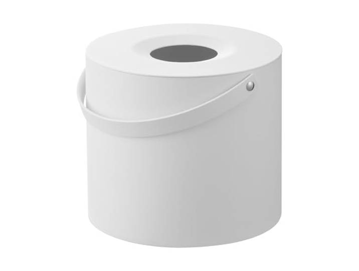 Yamazaki 1703 Tower Tissue Case Round with Handle\, White\, Steel\, 17 x 17 x 14 cm