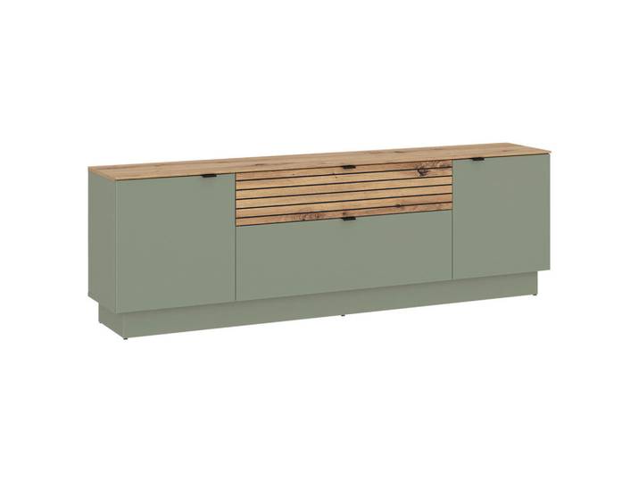 TV-Element Nexa, Salbeigrün, Eiche Artisan, Kunststoff, 2 Fächer, 1 Schublade(n) Schubladen, 180x59.5x40 cm, Wohnzimmer, TV Möbel, TV-Racks