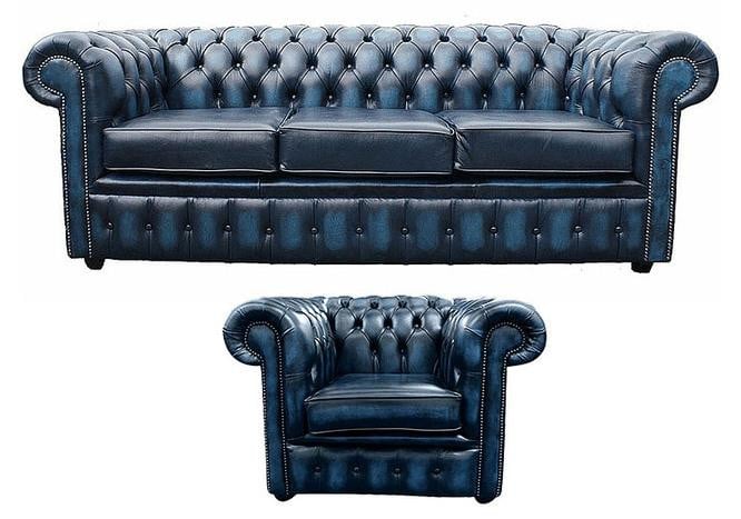 Chesterfield Lederen Zithoekset 3+1 voor de Woonkamer