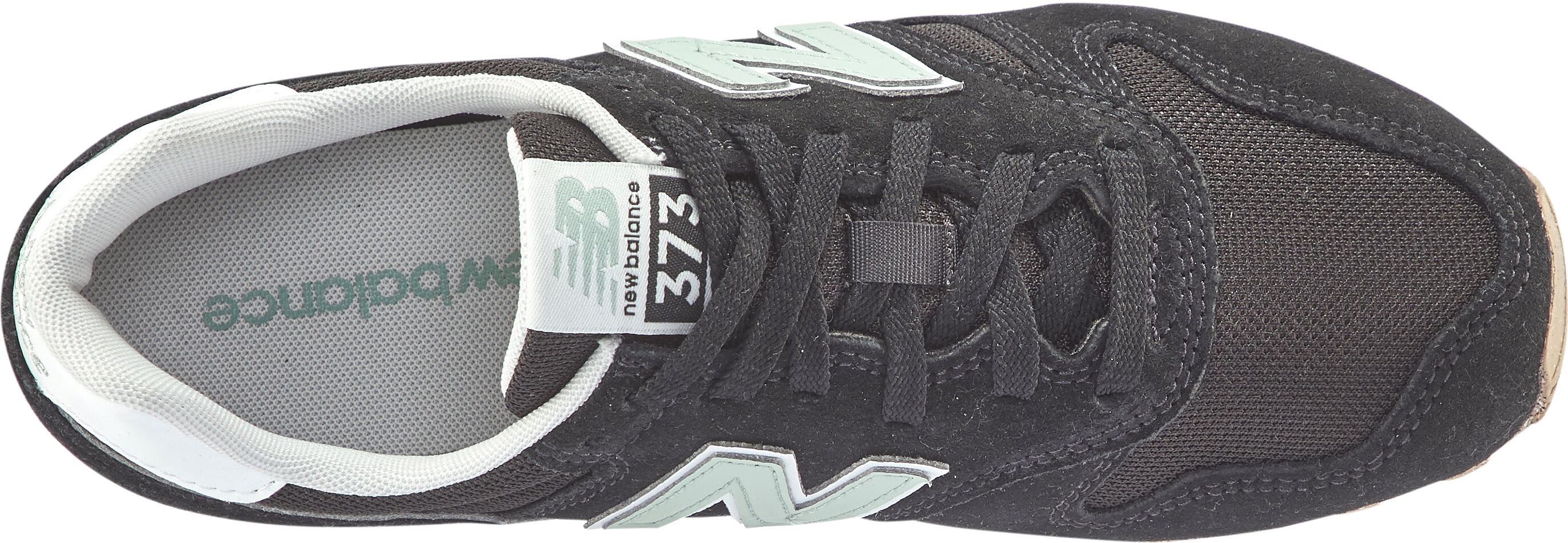 Sneaker NEW BALANCE "373", Damen, Gr. 37, grün (schwarz, schwarz cement, mosaic grün), Leder, Textil, mehrfarbig, Schuhe Sneaker