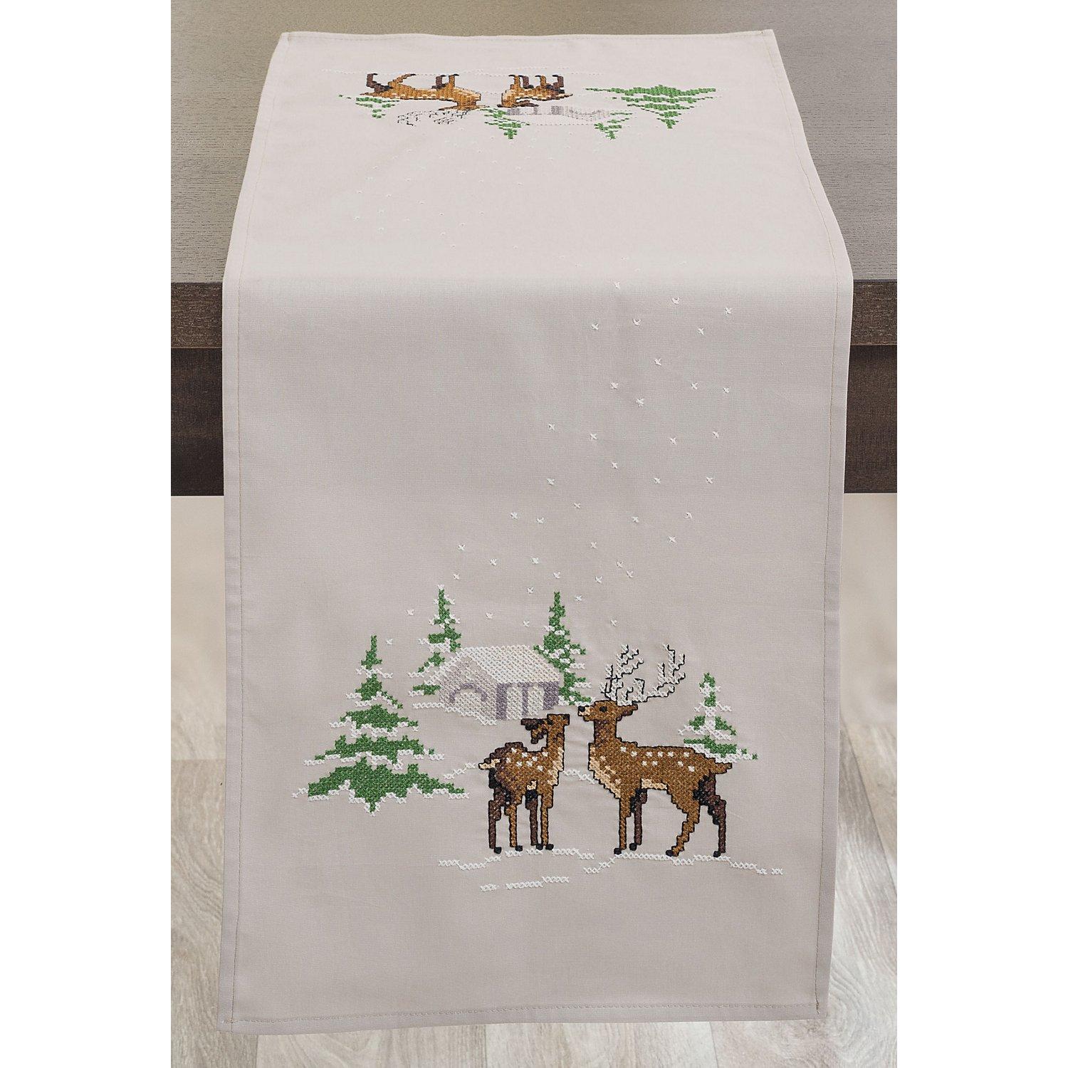 Stickläufer "Rehe in Winterlandschaft"