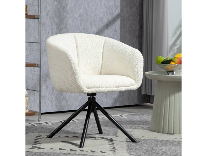 HOMCOM Chaise de salle à manger pivotante 360°, chaise de cuisine avec assise rembourrée, 58,5 x 59 x 78,5 cm, crème