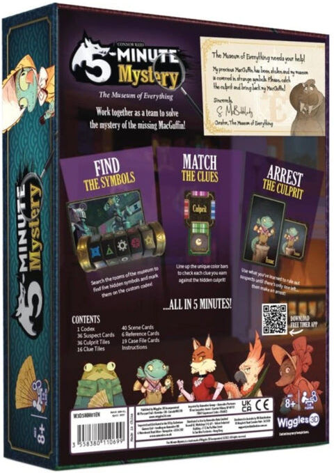 5-Minute Mystery Cooperative Deduction Game for 2-4 Players by 3D Wiggles, Ages Not Verified, 5-Minute Investigation Format