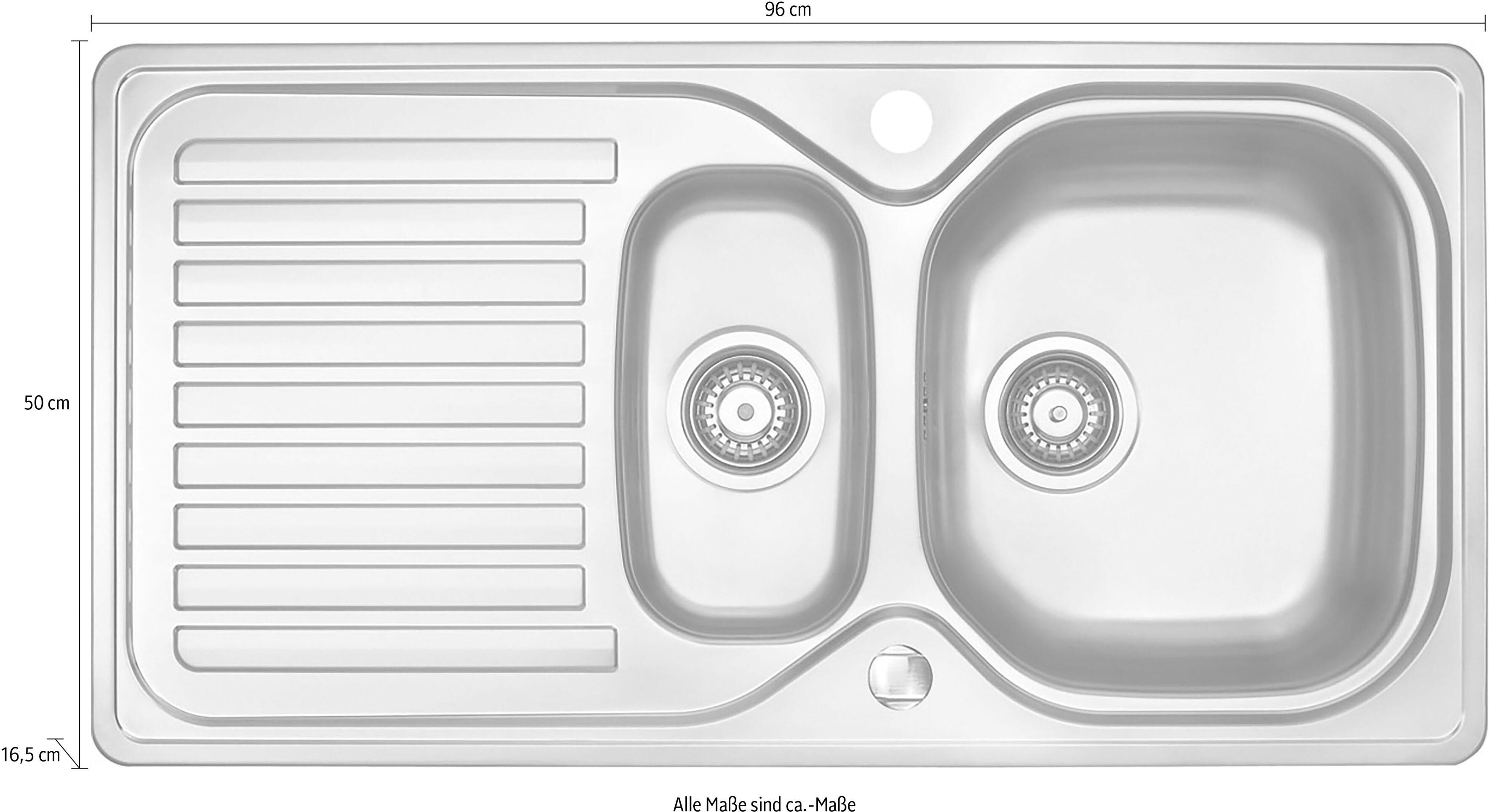 Einbauwaschbecken KOCHSTATION, silber (edelstahl seidenmatt), B:96cm, Waschtische, Einbauwaschbecken edelstahl seidenmatt B/H/T: 96cm