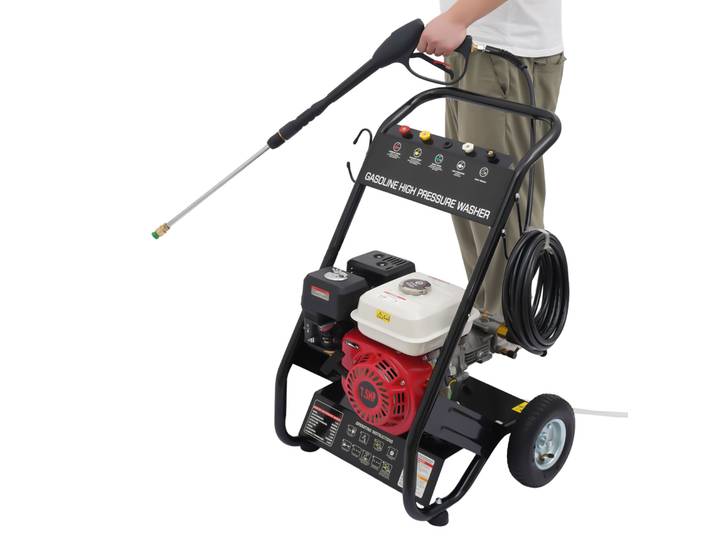 Nettoyeur haute pression à essence 4 temps 7,5 CV, 2200 PSI, 2,3 GPM, portable, avec 5 buses pour patio, cour, voiture, ferme