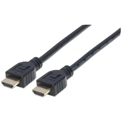 Manhattan High Speed HDMI-Kabel mit Ethernet-Kanal, CL3-zertifiziert für Wandinstallationen, HEC, ARC, 3D, 4K@60Hz, CL3, HDMI-Stecker auf HDMI-Stecker, geschirmt, schwarz, 1 m