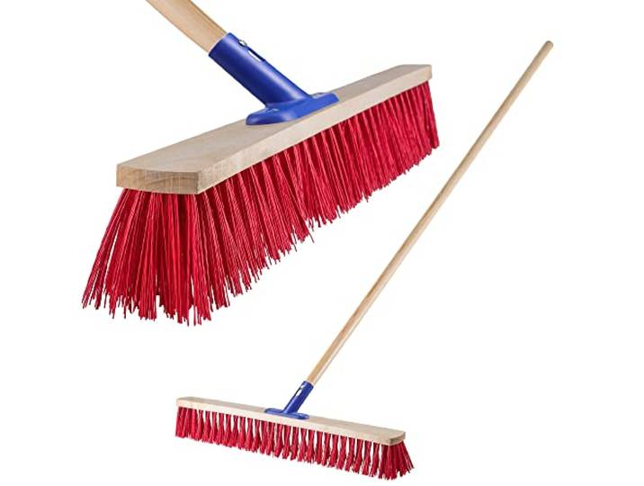 KADAX Balai de rue à long manche en bois et nylon avec support de manche en métal\, large balai industriel confortable\, sable\, différentes tailles (70 cm)