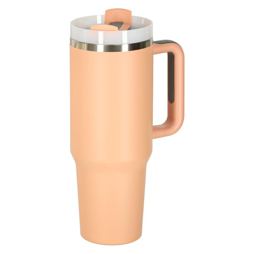 Kik Thermobecher mit Strohhalm und Griff Thermoskanne 1200ml Pulver rosa (1.20 l) (KX3032_1)
