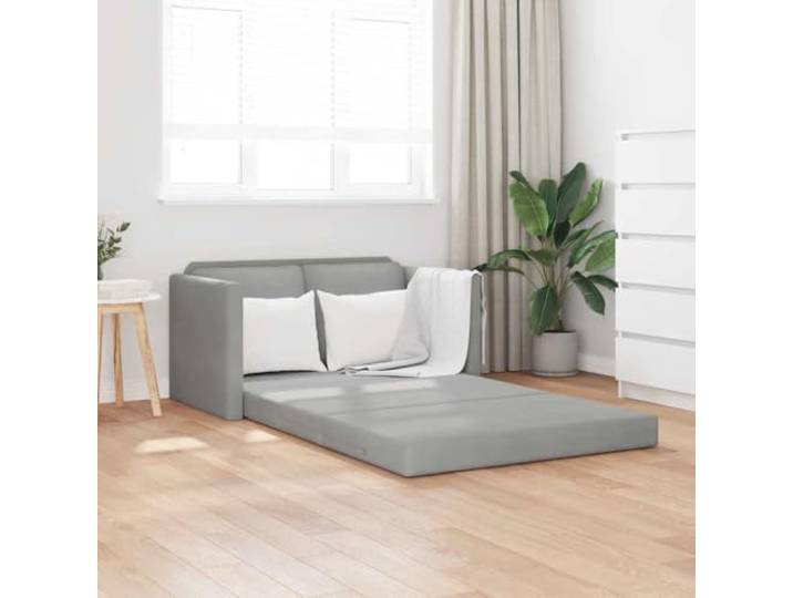 HEFZGDB Bodensofa mit Schlaffunktion Hellgrau 122x204x55 cm Samt 2-in-1 Design faltbares Metallgestell komfortable Sitzkissen doppeltes Bodenbett weicher Bezug robuste Stabilität