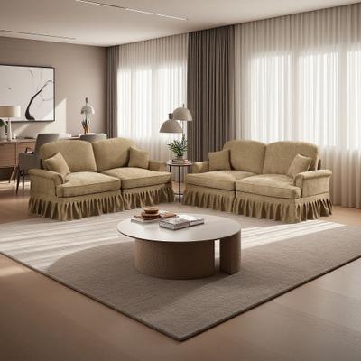 ZWYO HOSIMU Chenille Modular Sofa Set with Flared Arms and Removable Skirts (4-Seater)