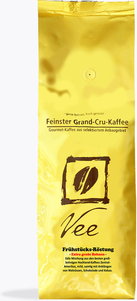 Vee's Ontbijtgebraad 250 g   Ganze bonen   95% Arabica 5% Robusta, Mexico, El Salvador, India   Aromatische filterkoffie met chocolade en walnoot