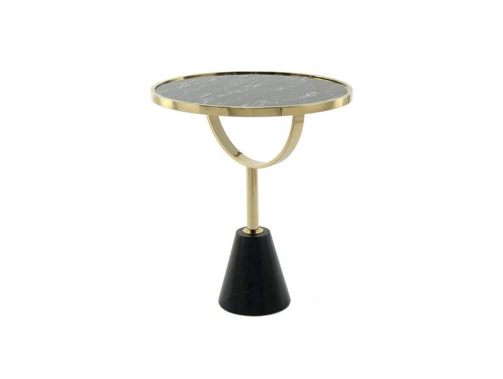 Kayoom Beistelltisch, Schwarz, Gold, Metall, Glas, Stein, 46x54x46 cm, Wohnzimmer, Wohnzimmertische, Beistelltische, Beistelltische Metall