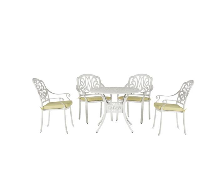 GARTENMÖBEL SET 4-Sitzer Aluminium weiß Ancona