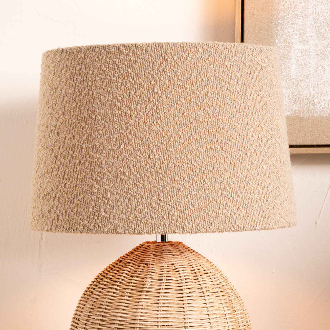 Mercury Round Boucle Lamp Shade (Uno) Taupe 32cm H x 50cm W x 50cm D