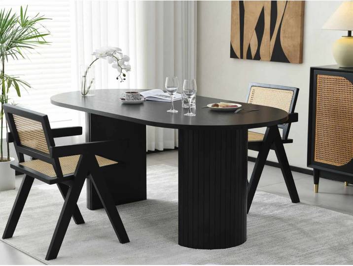 Table repas ovale LUNARA 180 cm chêne noir