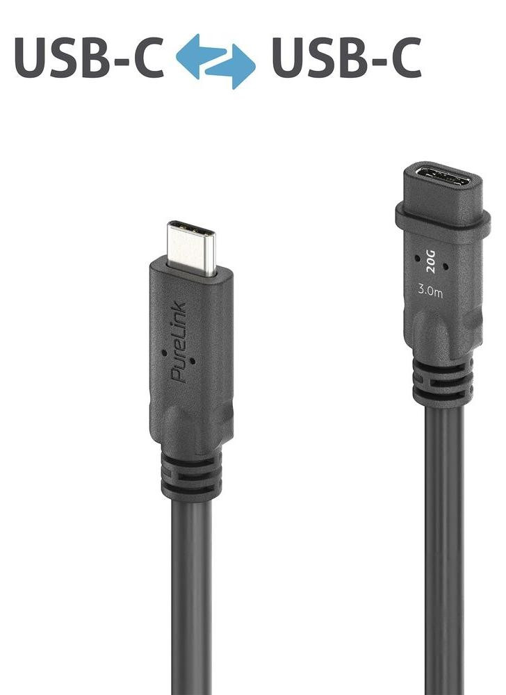 PureLink PureInstall MicroX4 USB4 Gen2 USB-C naar USB-C verlengkabel, passief, 3 meter