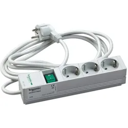 Schneider Electric NSYAPU10S3S Actassi, 1HE Stromverteilerschiene, 3 Steckdosen+Schalter 10P VDE