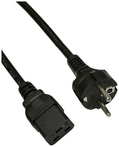 Akyga Strom Anschlusskabel [1x Kaltgeräte-Buchse C19 - 1x Schutzkontakt-Stecker] 1.80m Schwarz