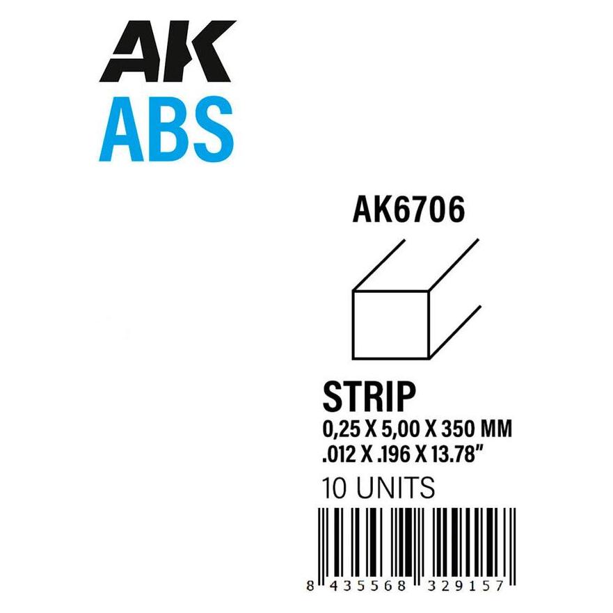 AK Interactive Strips 0.25 x 5.00 x 350mm - ABS STRIP (AK6706)