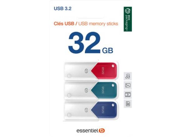 Essentielb - Clé Usb Tripack X 3 32go