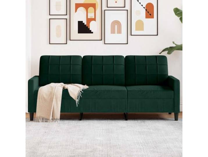 HEFZGDB 3-Sitzer-Sofa Dunkelgrün 180 cm Samt Modernes Wohnzimmer Sofa mit Metallgestell Bequem Weich Robust Stabiles Design für Entspannung Fernsehen Lesen Gemütlicher Sitzkomfort