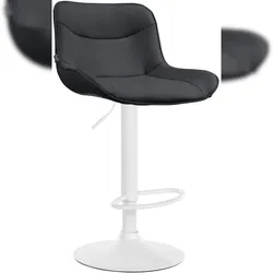 Décoshop26 - Barhocker x1 drehbar ergonomische Form Ziernähte schwarzes PVC weißes Metallgestell 10_0005774 10_0005774