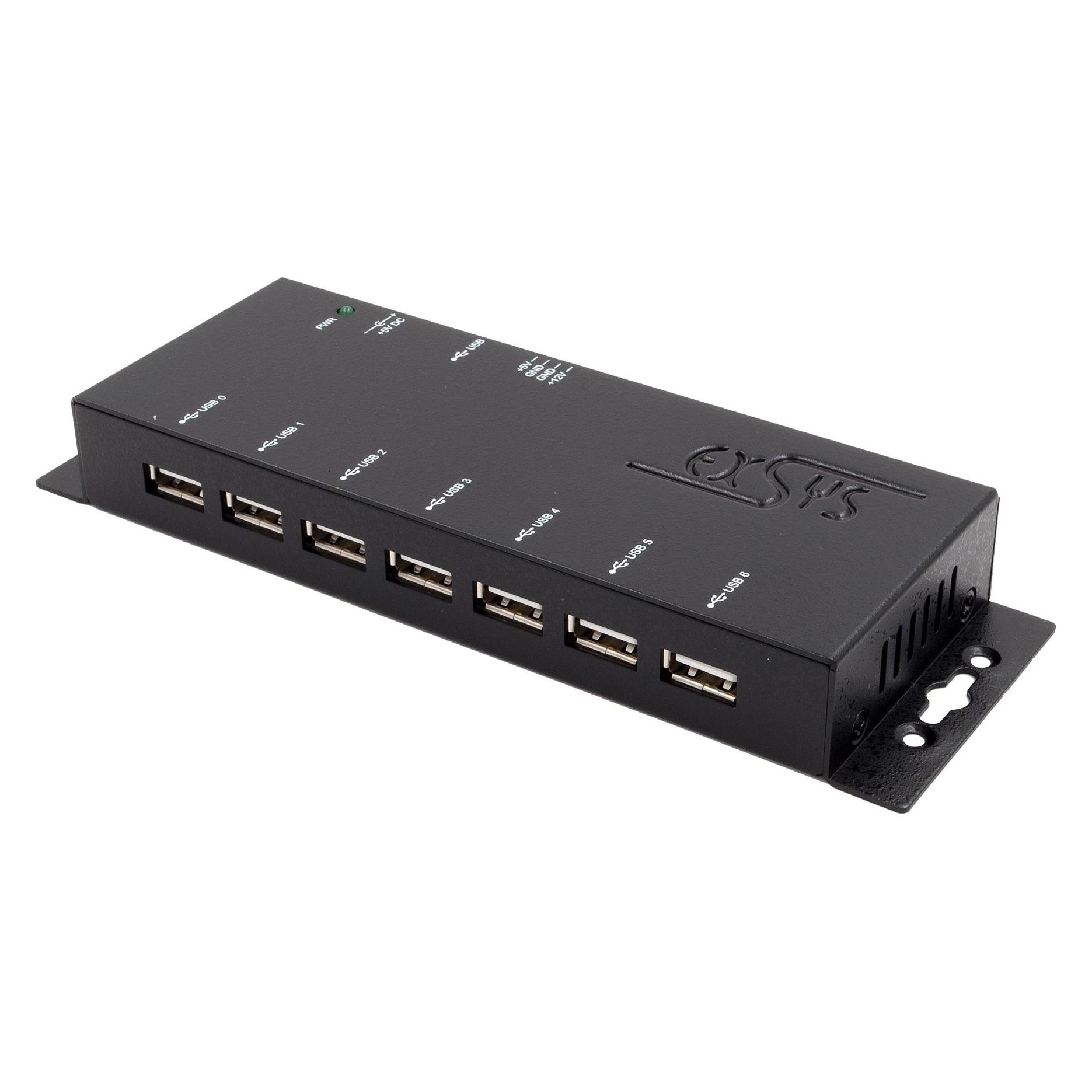 Exsys USB 2.0 HUB 7-Port inkl.Netzteil 5V/4A & 15KV ESDSchutz (USB-B, 7 Ports) (EX-1177-2S)