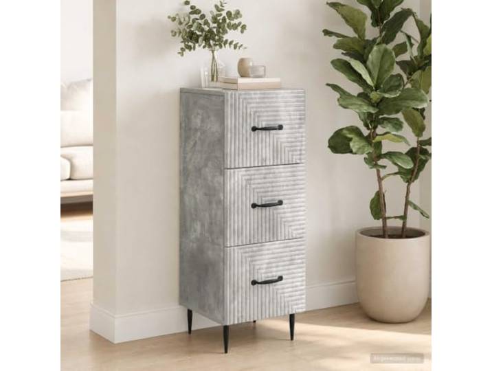 HGFDSAWE Schubladenschrank Betongrau Kommode Aufbewahrung 33 x 34.5 x 89.5 Vintage-Stil, 3 Schubladen, für Wohnzimmer & Büro, Holzwerkstoff